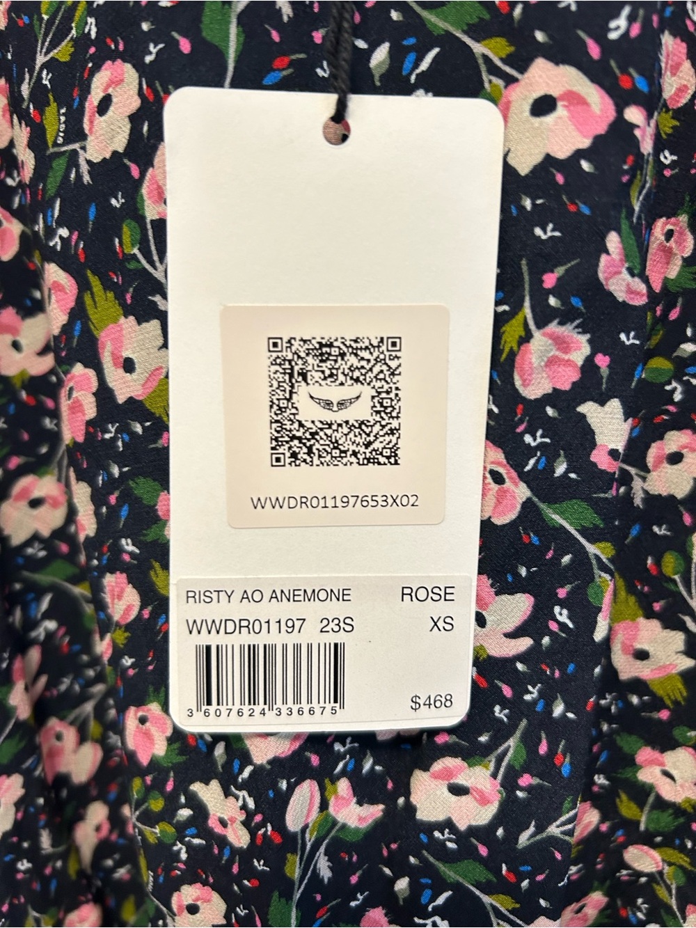 Zadig & Voltaire Black Floral Slip Dress with Pink Accents - Picture 6 of 8